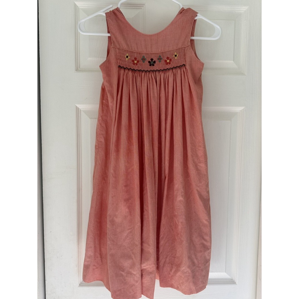 AMANDA REMEMBERED Pink Smocked Embroidered Dress Girls 6 Braids